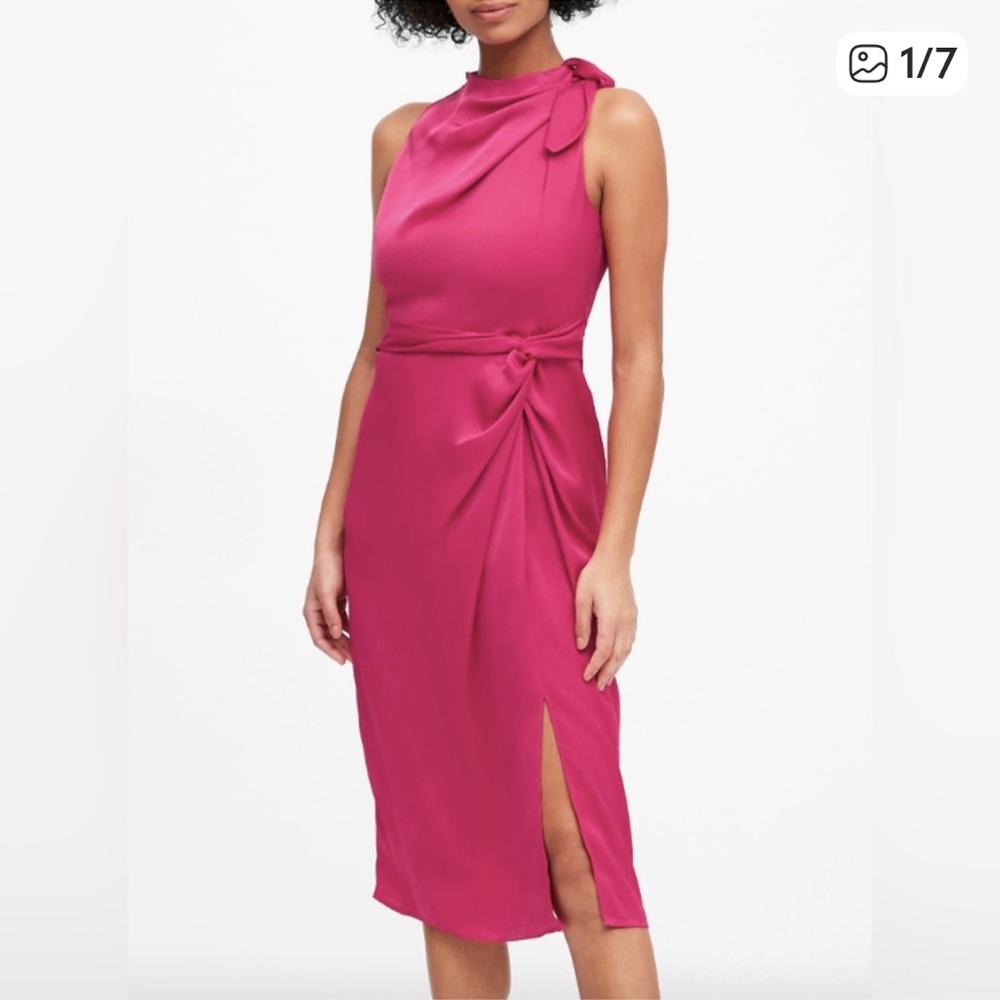 Banana Republic tie neck sheath cocktail dress